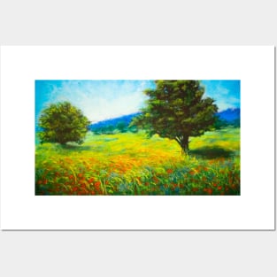Pastel painting - Poppy field Posters and Art